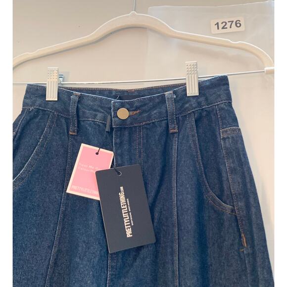 Pretty Little Thing Women’s Jeans High Rise Straight Leg Elasticated Hem Sz 2 - Picture 16 of 16